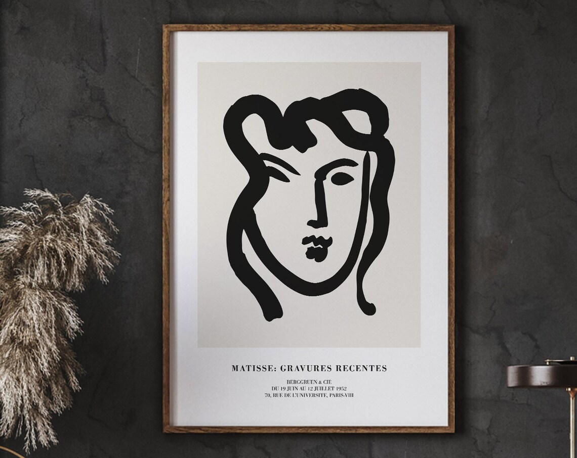 Henri Matisse Woman Line Drawing 1952 Paris Exhibition Poster Art