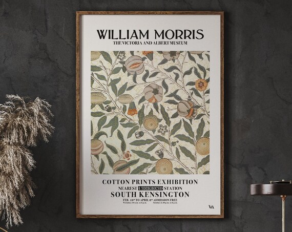 William Morris Cotton Prints Exhibition Fruit Floral Vintage Poster
