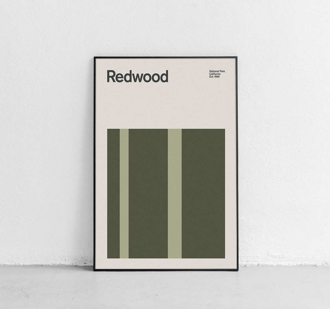 Redwood National Park Mid-Century Travel Poster
