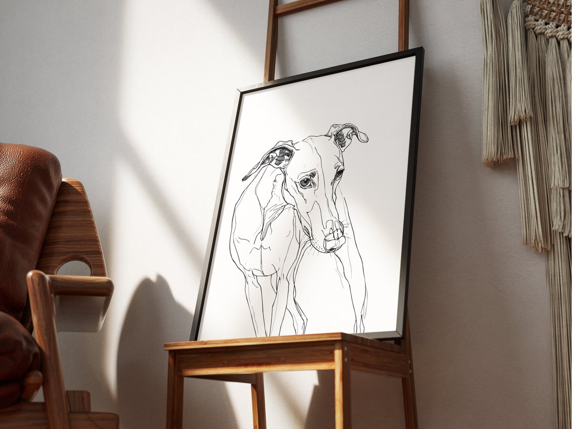 Greyhound Elegant Portrait Fine Line Drawing Sleek Minimal Dog Poster - Image 2