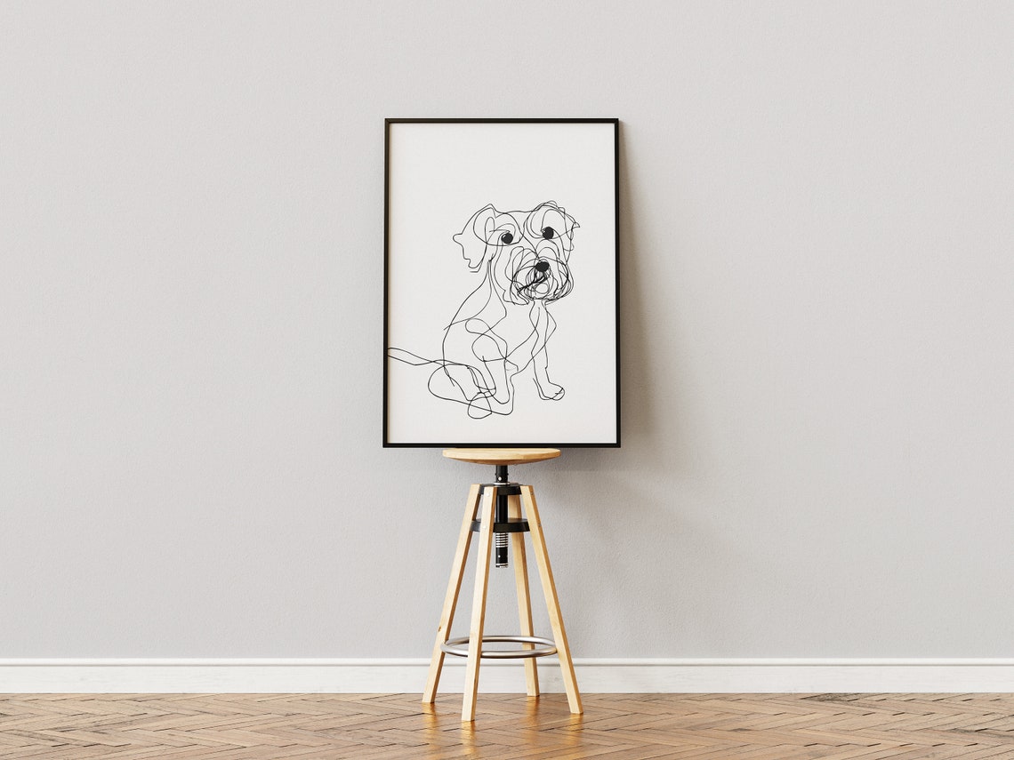 Maltese Puppy Sitting Minimal Single Line Drawing Cute Dog Poster - Image 3