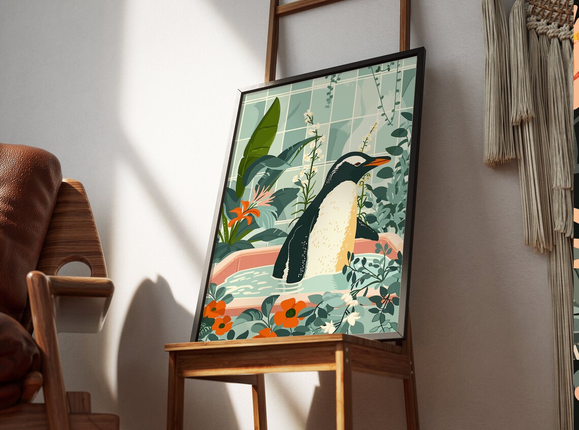 Penguin Wall Art Animal Kids Room Boho Poster - Image 3