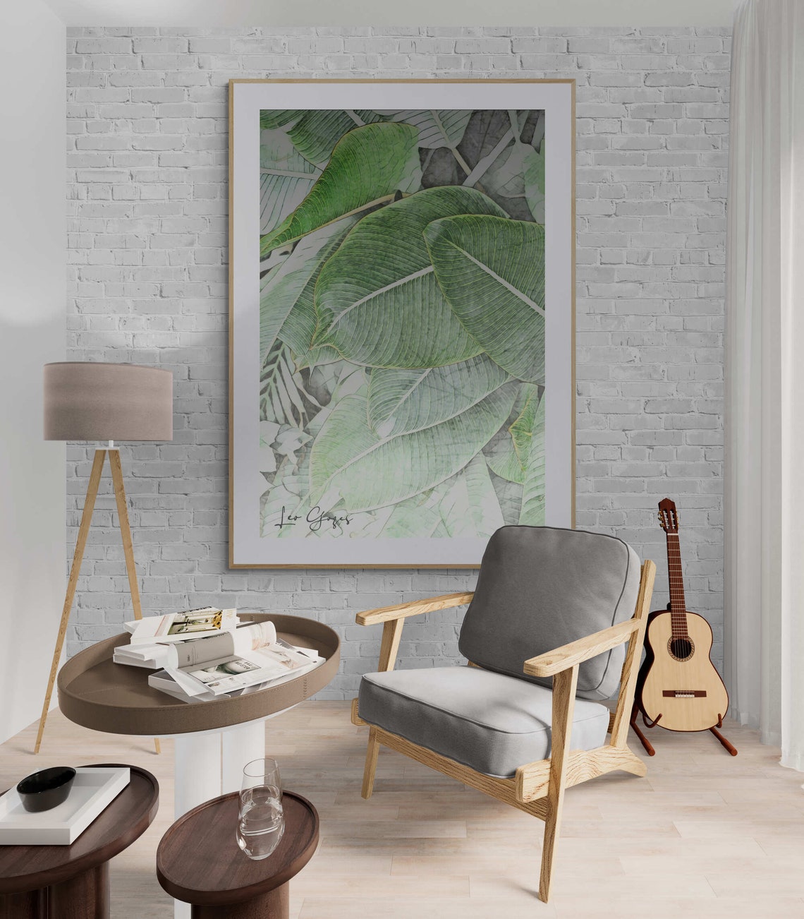 Lush Green Banana Leaf Tropical Botanical Watercolor Art Poster - Image 5