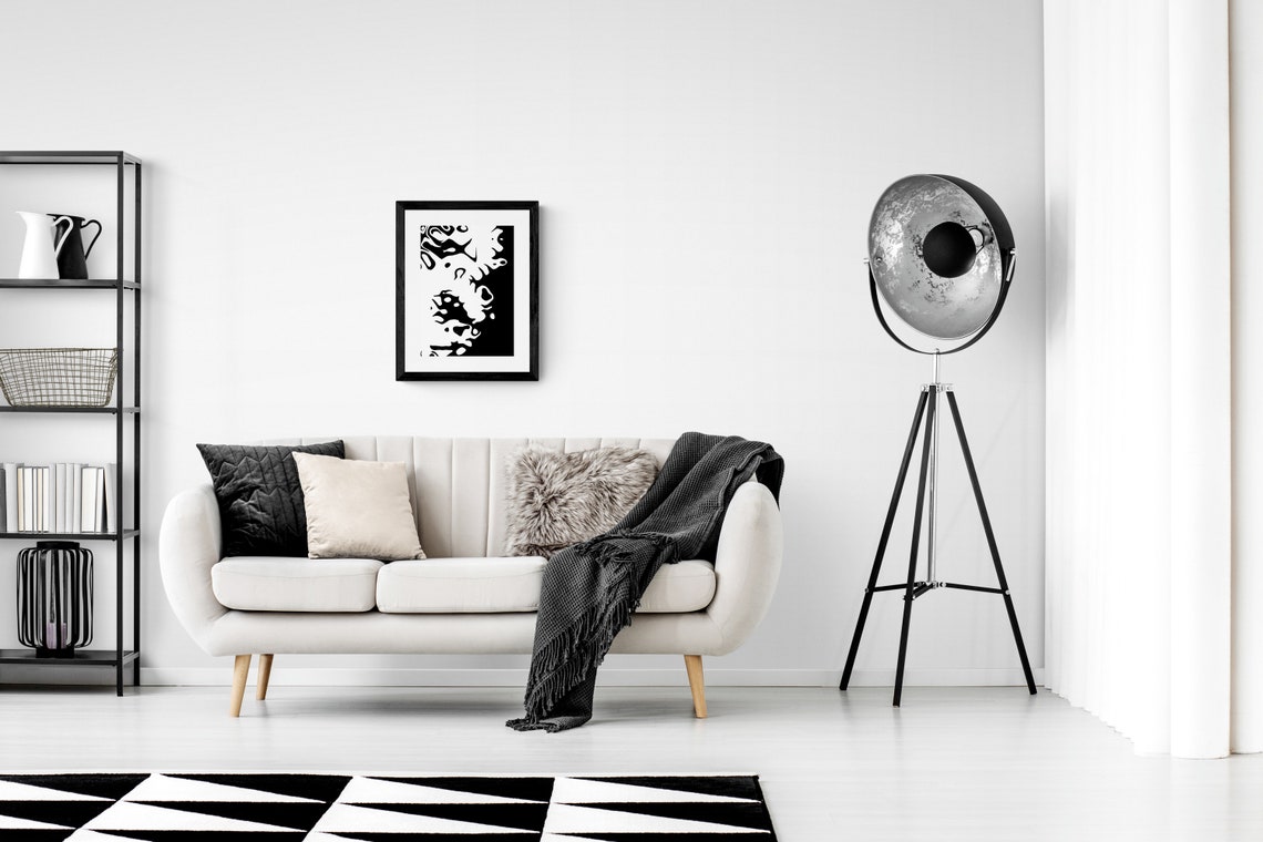 Rorschach Style Black and White Ink Blot Abstract Art Poster - Image 3
