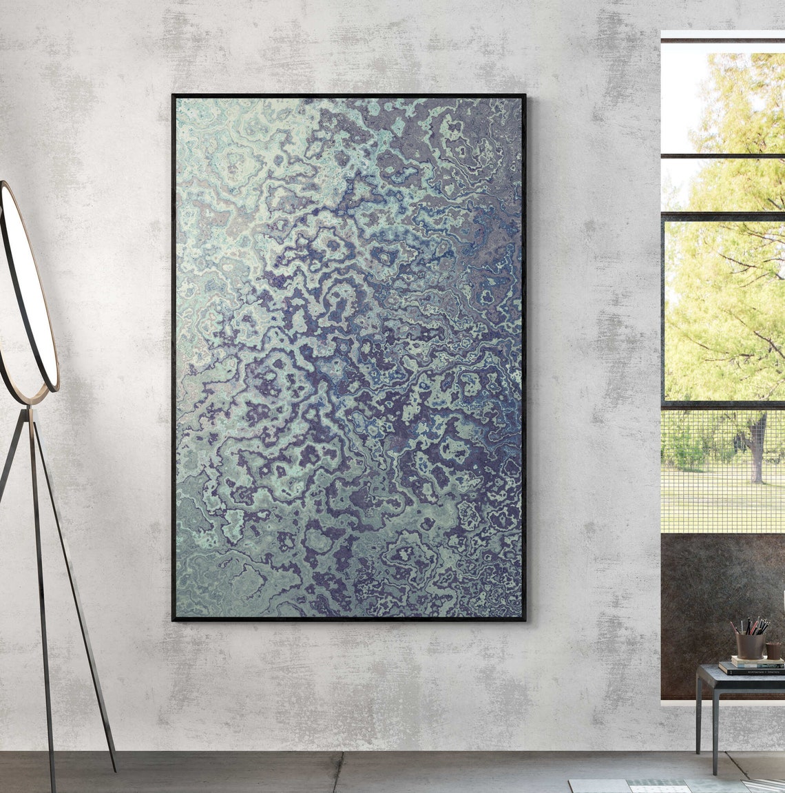 Modern Bold Blue Green Marble Abstract Boho Painting Art Poster - Image 4