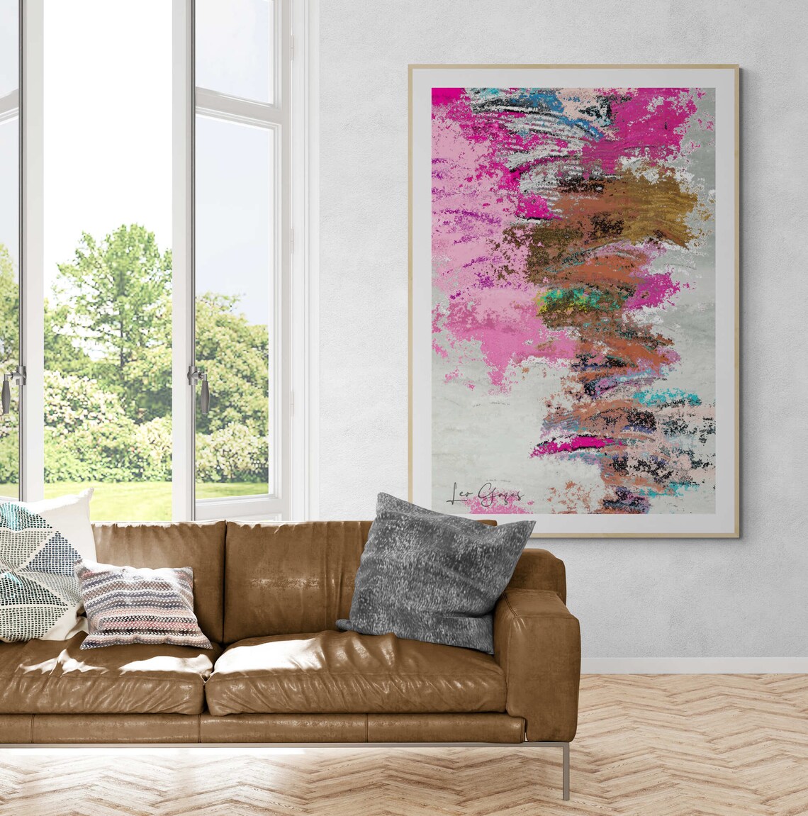 Pink Purple Bronze Abstract Expressionist Bold Color Art Poster - Image 2