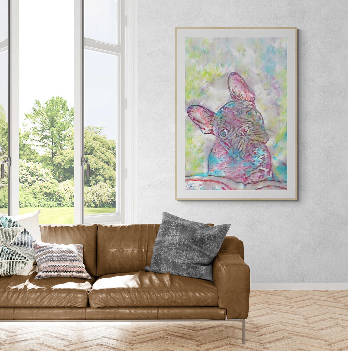 French Bulldog Close Up Colorful Pastel Dog Portrait Art Poster - Image 7