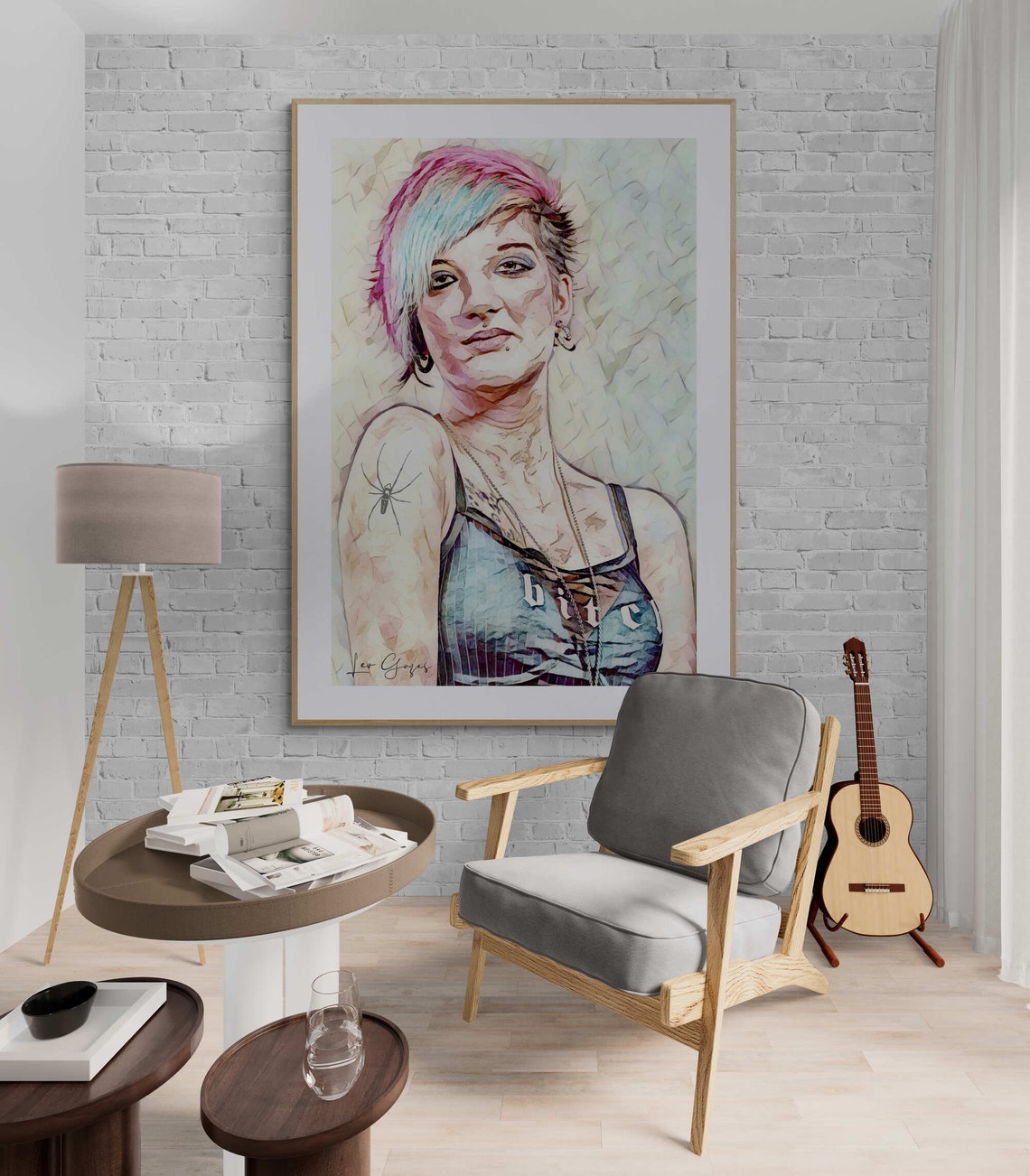 Colorful Punk Hipster Tattoo Woman Portrait Wall Art Poster Punk Girl Print Tattoo Modern Minimalist Living Room Wall Art Entry Hall - Image 2