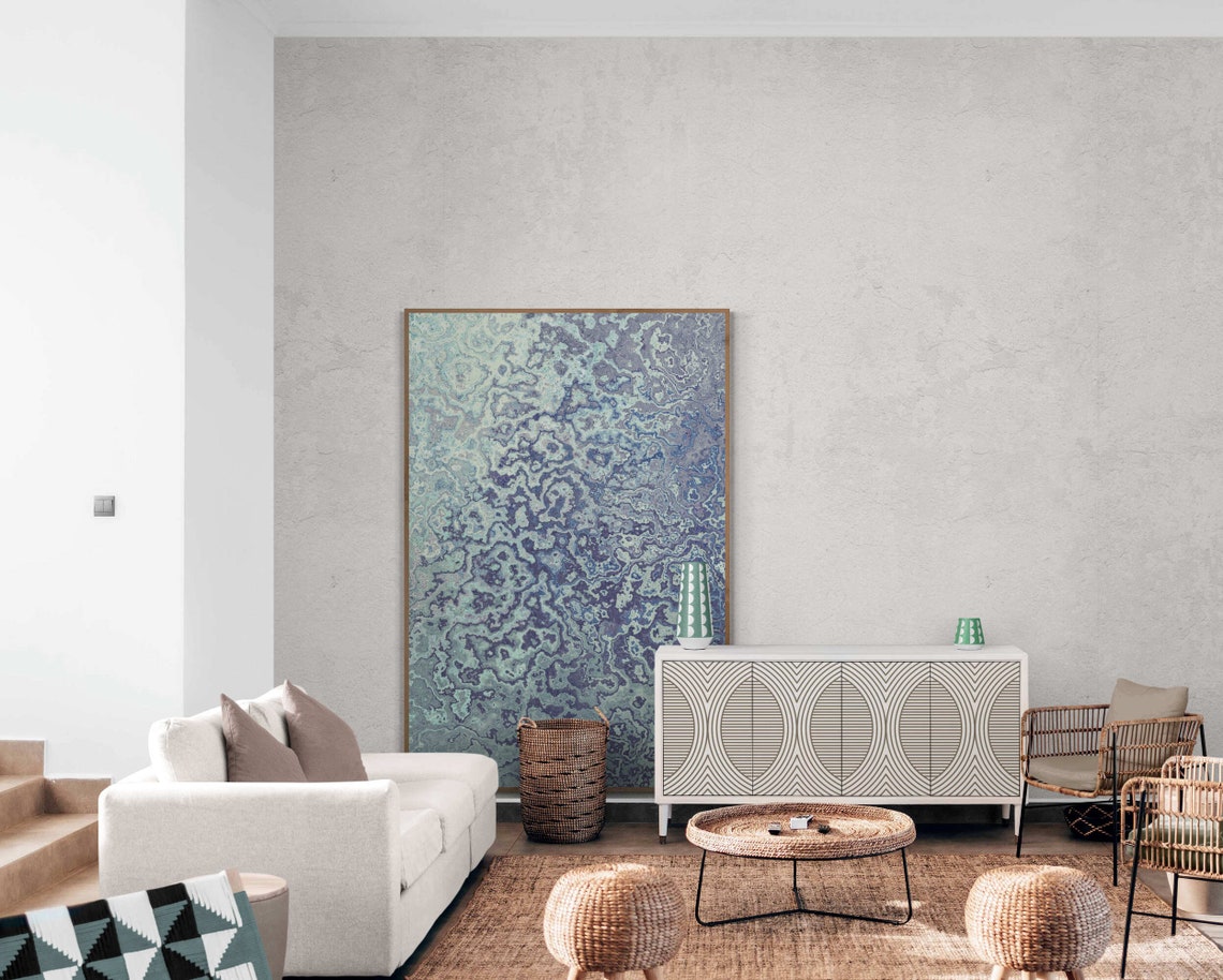 Modern Bold Blue Green Marble Abstract Boho Painting Art Poster - Image 7