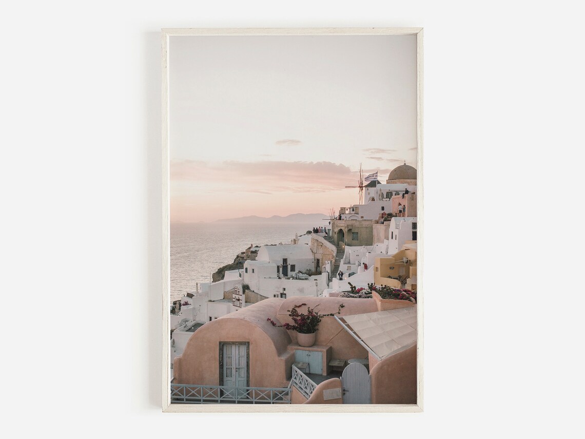 Sunset In Santorini Greece Travel Poster