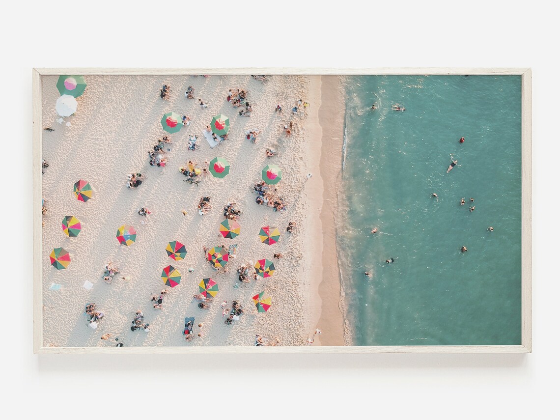 People On The Beach Aerial Beach Art Print