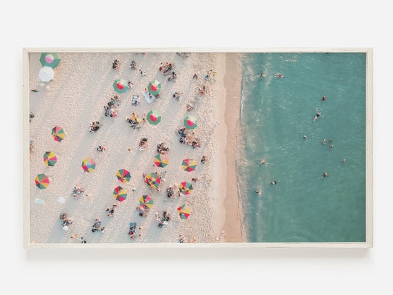 People On The Beach Aerial Beach Art Print