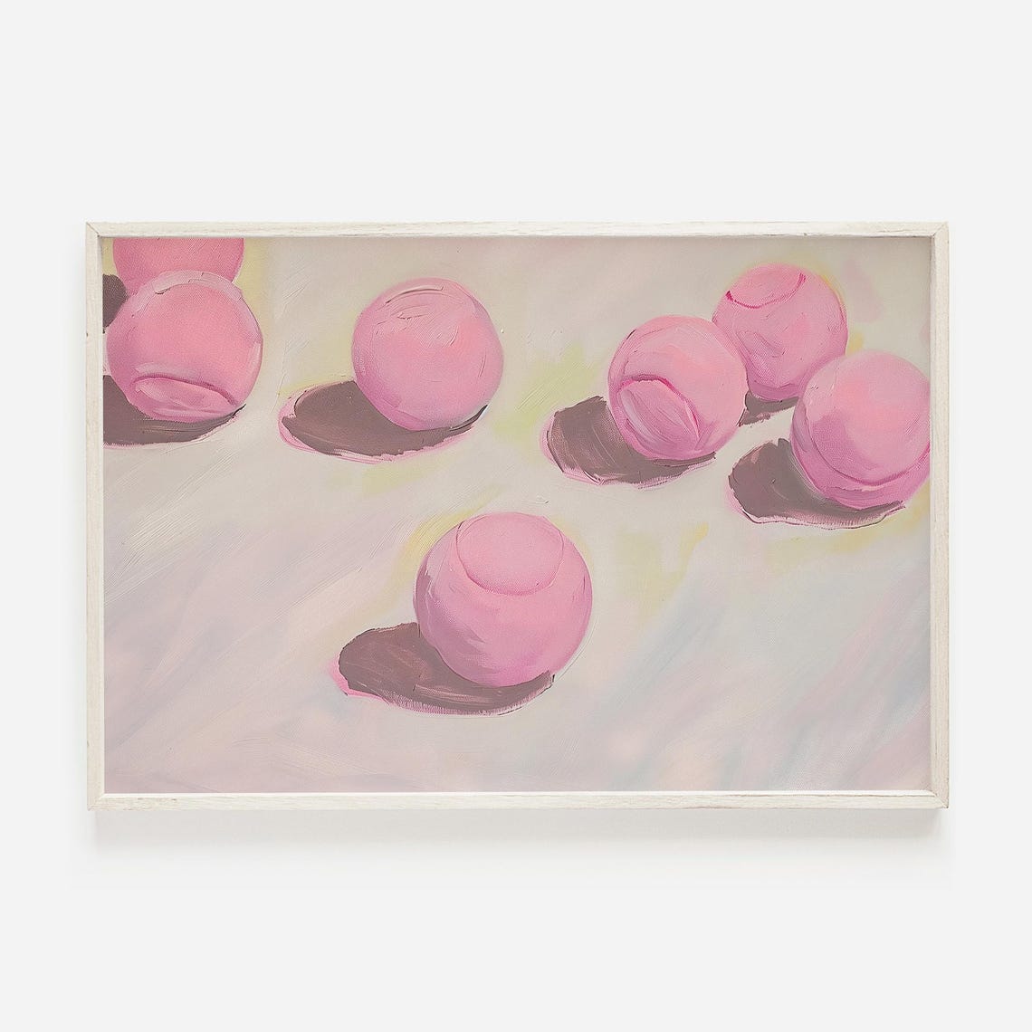 Girly Pink Tennis Balls Print Trendy Pastel Tennis Poster Tennis Balls On Court Tennis Aesthetic Girly Tennis Decor Vintage Tennis Art