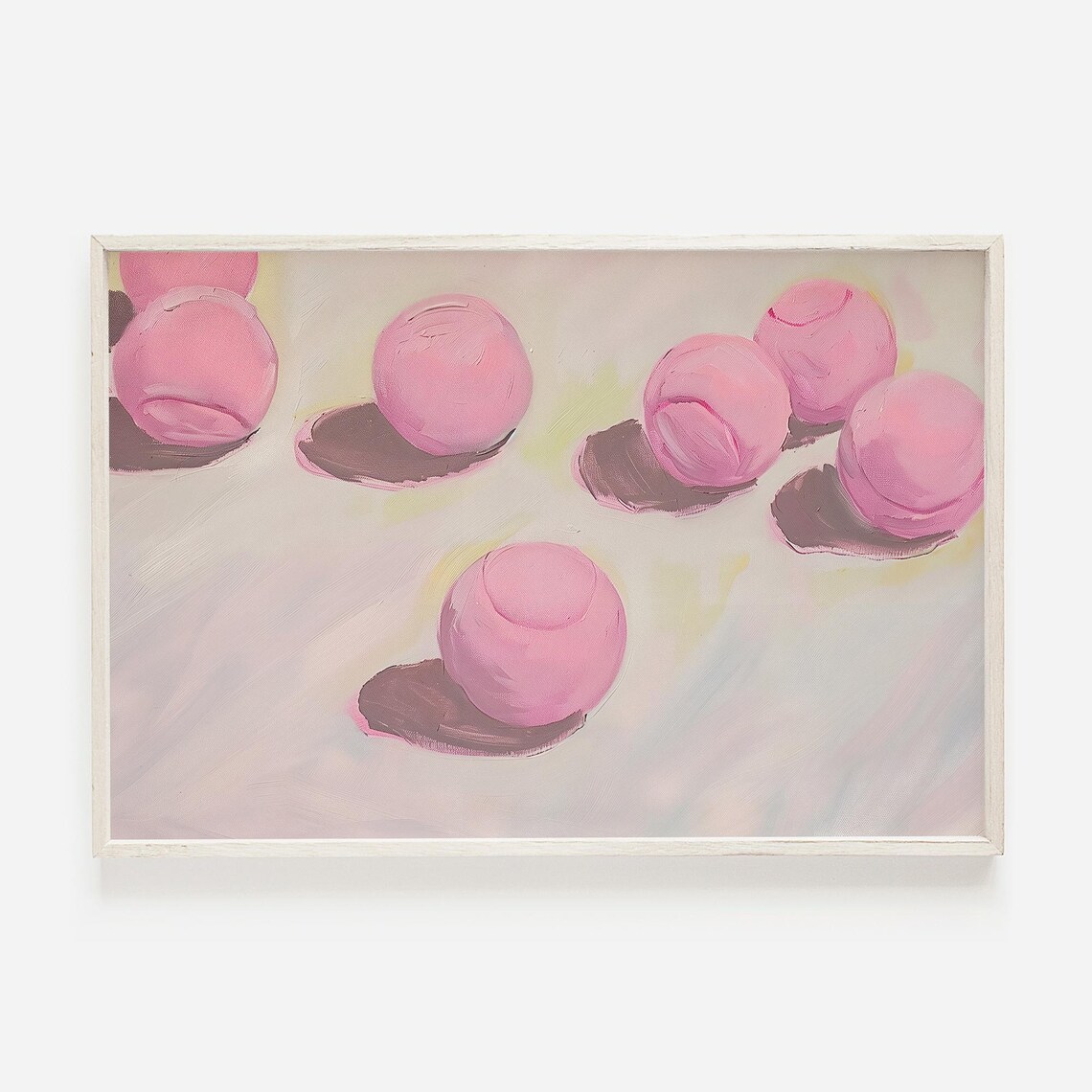 Pink Tennis Balls Scattered Soft Painting Girly Sports Art Poster