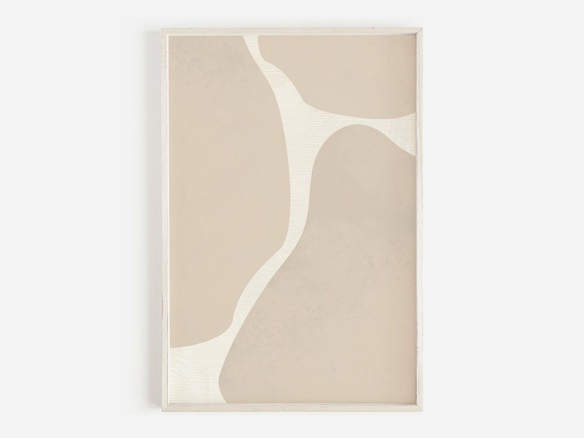 Beige Organic Shapes Cream Split Minimal Abstract Neutral Art Poster