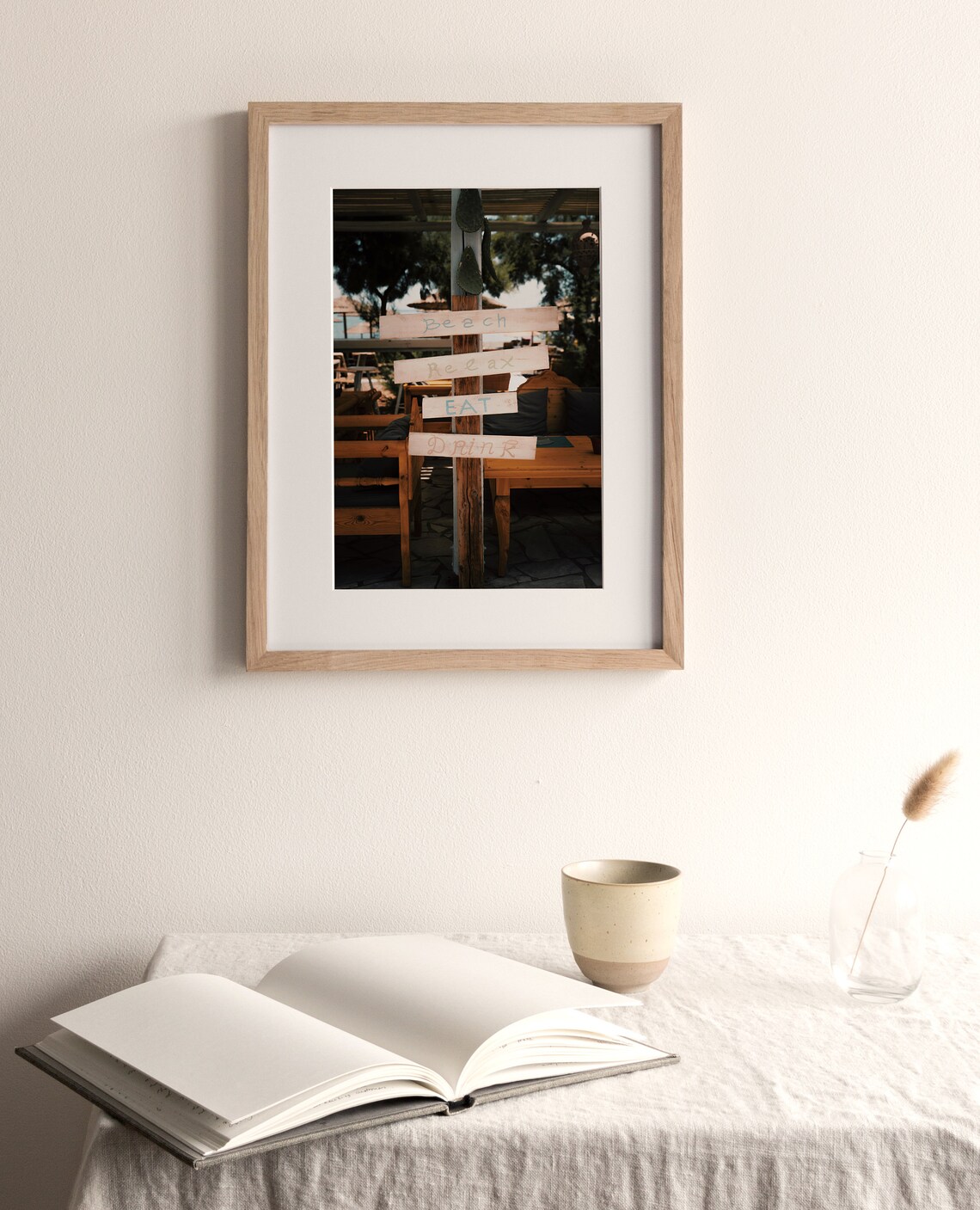 Greece Beach Taverna Wooden Sign Beach Relax Eat Drink Travel Poster - Image 4