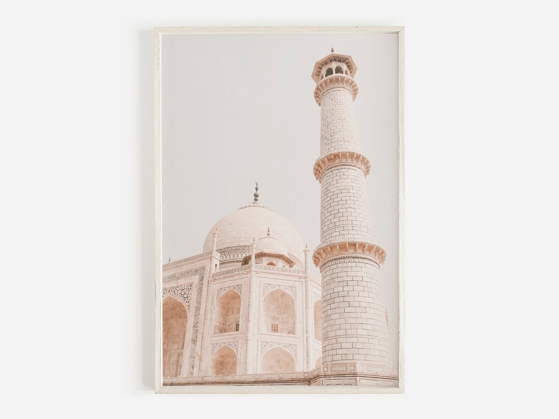 Taj Mahal Dome Minaret Pastel Agra India Iconic Architecture Poster