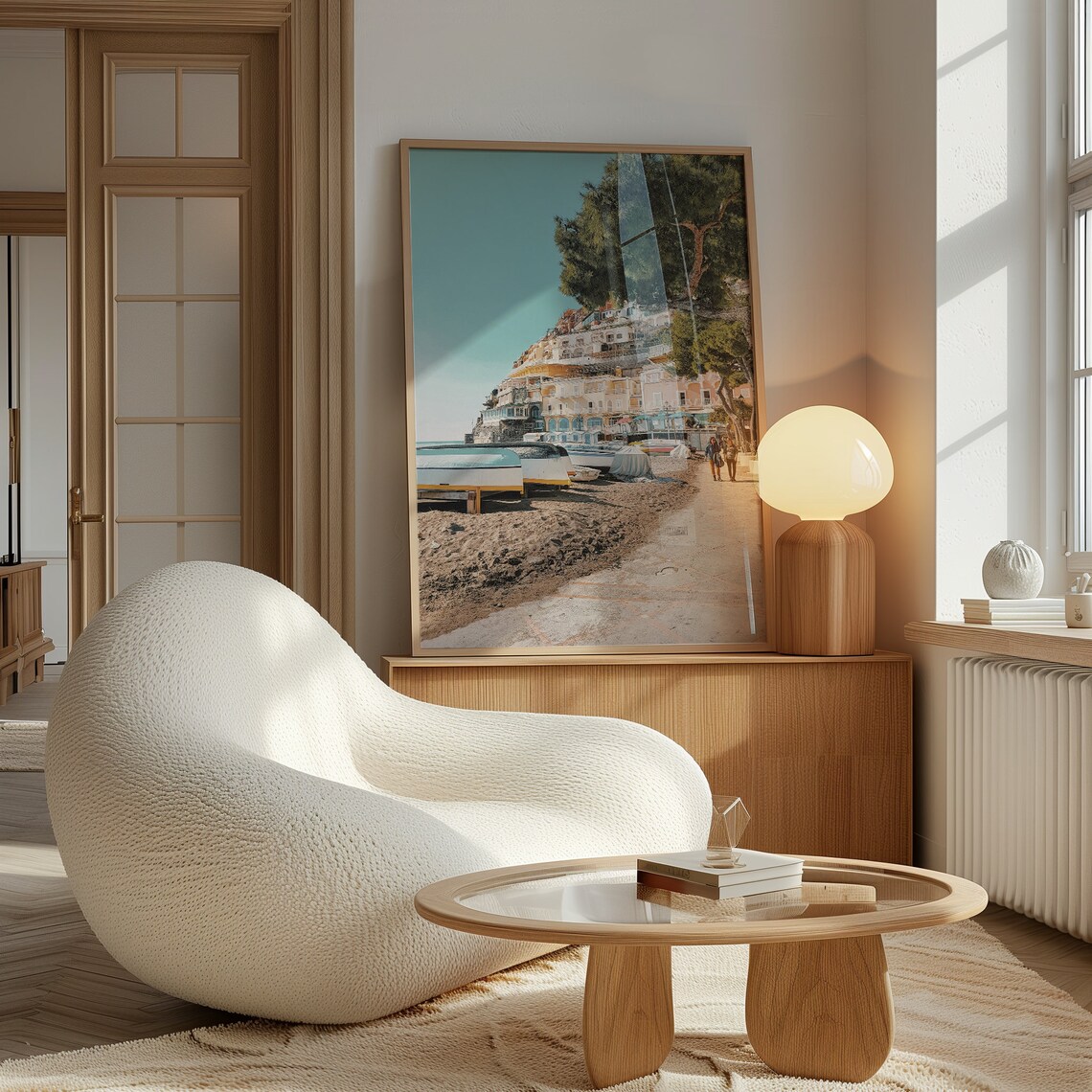 Positano Italy Fishing Boats Beach Cliffside Village Coast Poster - Image 2