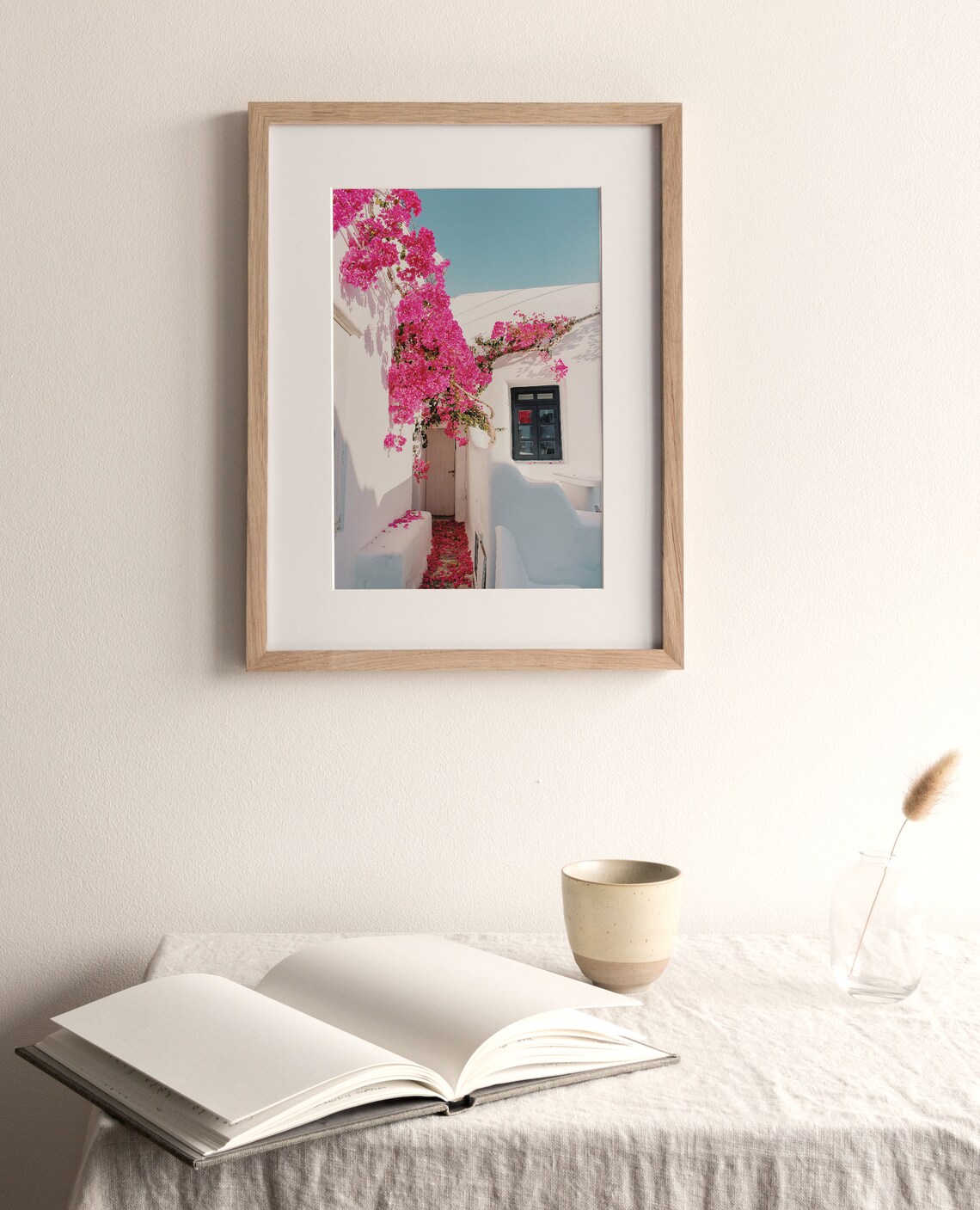 Santorini Greece Photography Art Print, Pink Bougainvillea - Image 4