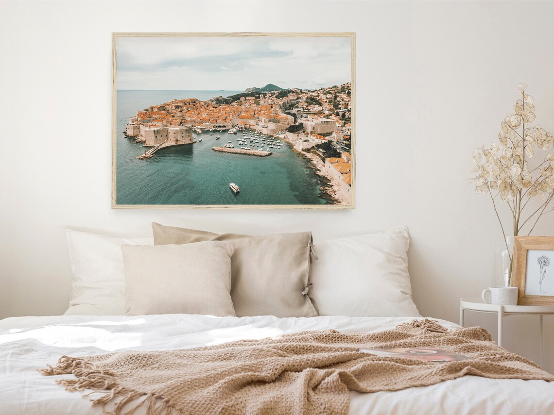 Dubrovnik Old Port City Walls Aerial Adriatic Sea Croatia View Poster - Image 3