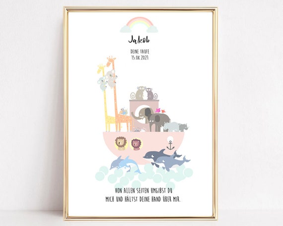 Birth Announcement Noahs Ark Gift Birth Gift Baptismal Gift Birth Gift Personalized