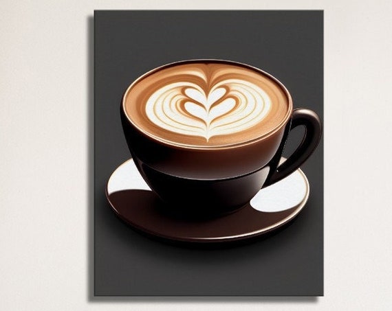 Cup Of Cappuccino Kitchen Wall Art Food Art Print Coffee Wall Art