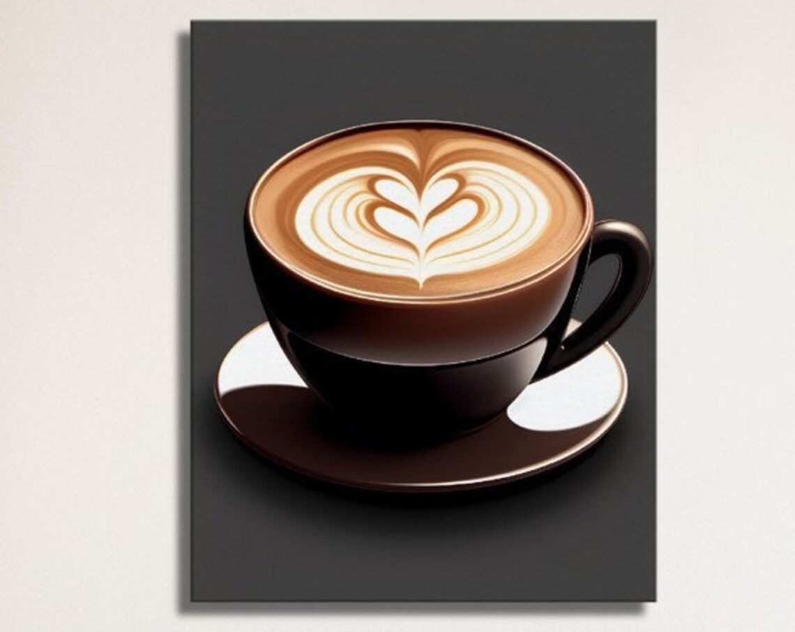 Cup Of Cappuccino Kitchen Wall Art Food Art Print Coffee Wall Art