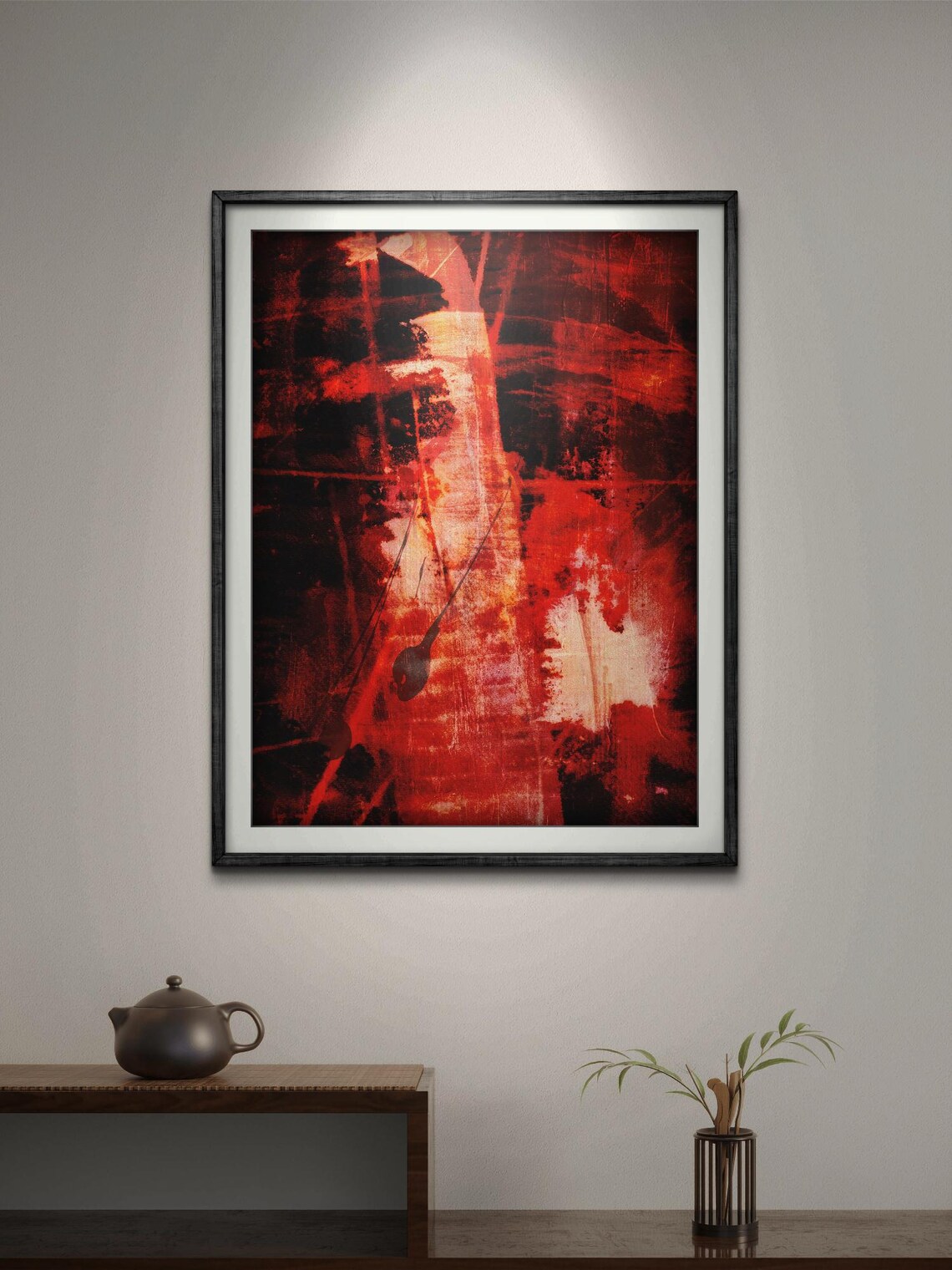 Abstract Nature Painting - Vibrant Reds Oranges And Blacks