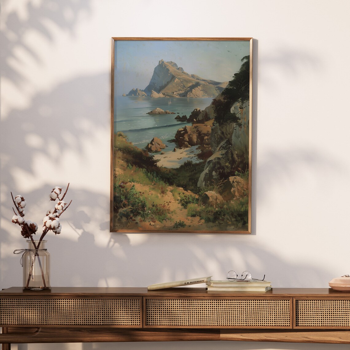 Rocky Headland Glassy Morning Bay Classic Romantic Seascape Poster - Image 2