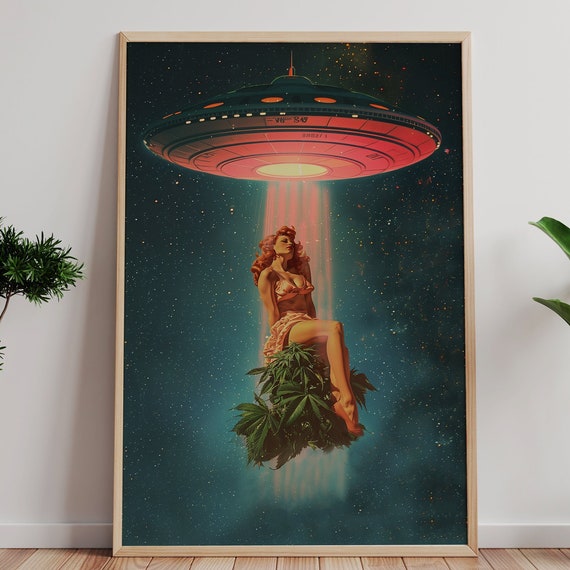 Surreal Ufo Vintage Psychedelic Space Poster
