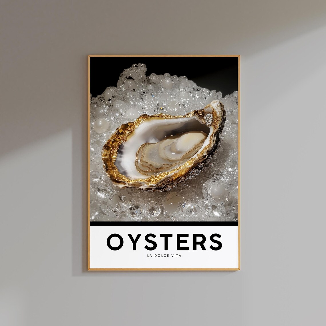 Oysters La Dolce Vita Gold Rimmed Oyster Fine Food Photography Poster