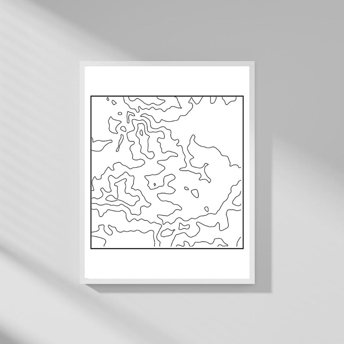 Modern Minimalist Topographic Contour Line Abstract Map Art Poster
