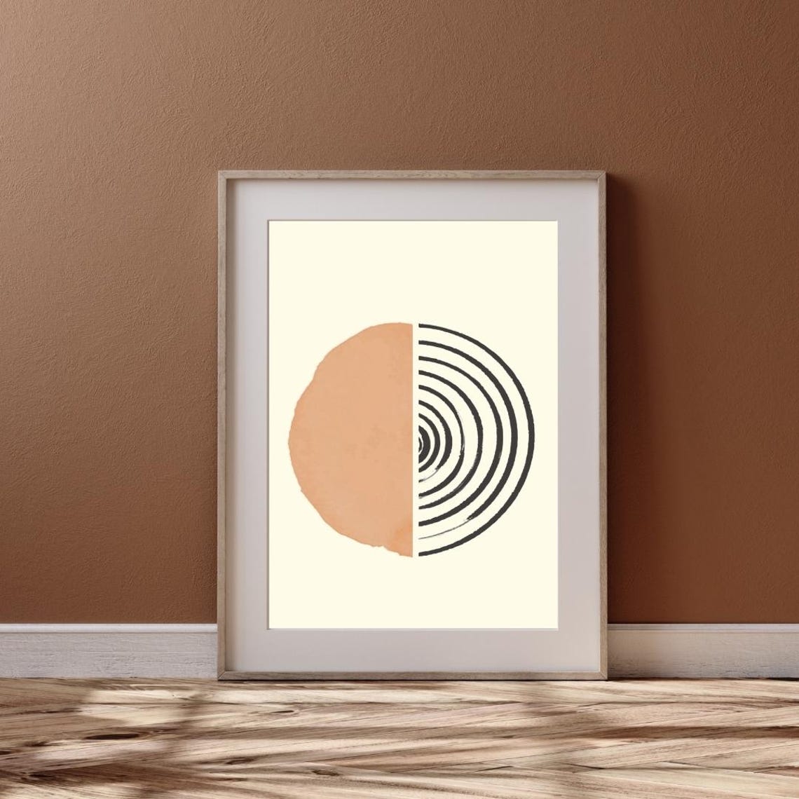 Half Circle Terracotta Abstract Line Art Minimalist Wall Poster