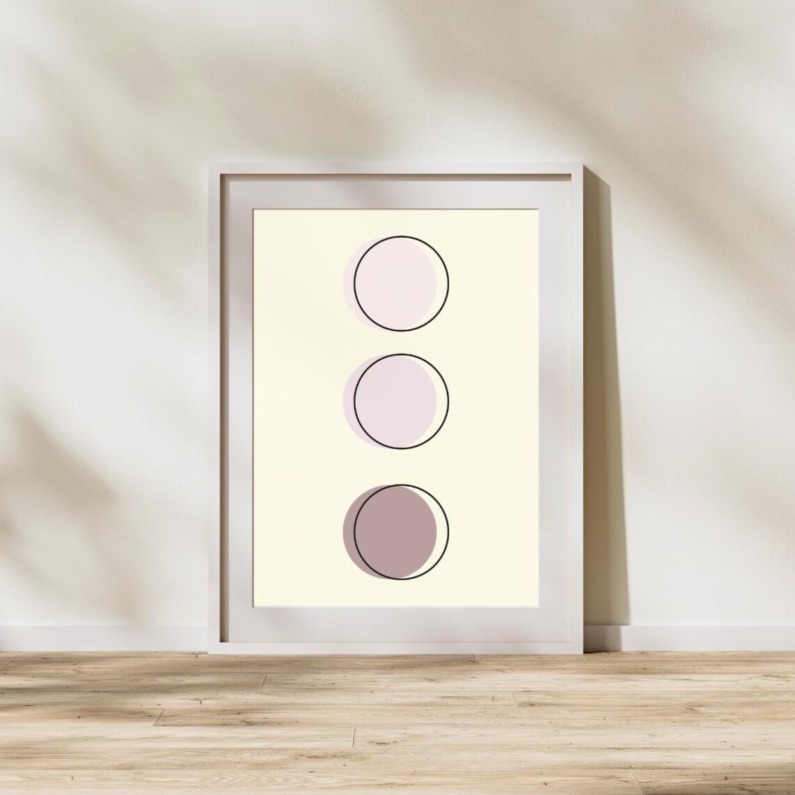 Abstract Circles Print Minimalist Beige Brown Geometric Art