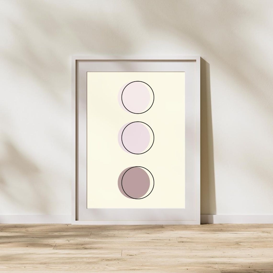 Three Blush Circles Minimalist Soft Neutral Abstract Wall Print
