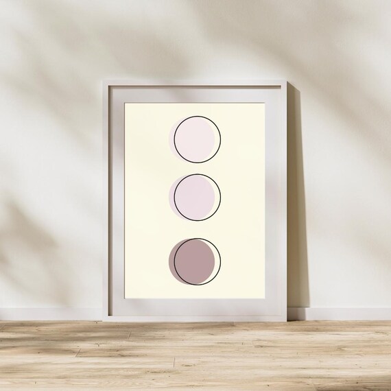 Abstract Circles Print Minimalist Beige Brown Geometric Art