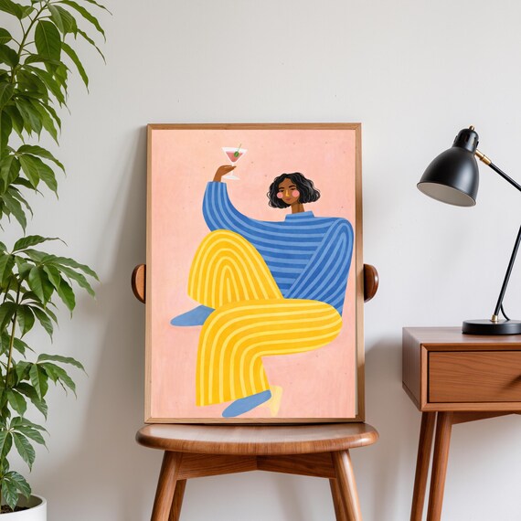 Abstract Woman Poster Colorful Modern Illustration Bold Minimalist Wall Art