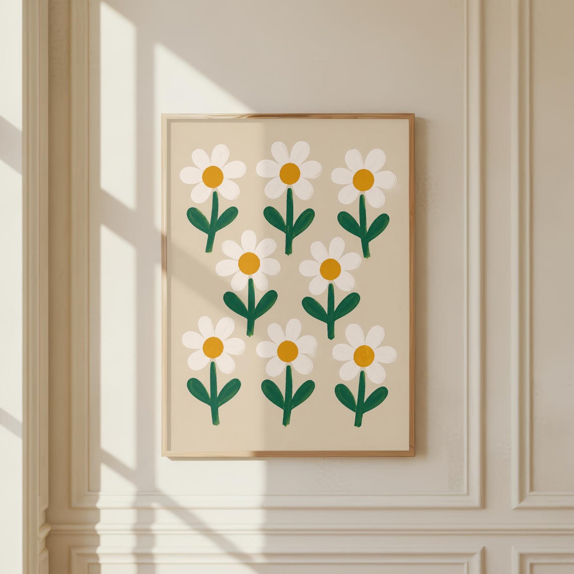 Scandinavian Daisy Wall Art Minimalist Nordic Floral Print Botanical Decor