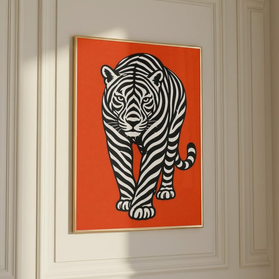 Tiger Pop Art Poster Bold Orange Animal Wall Modern Jungle Graphic Print