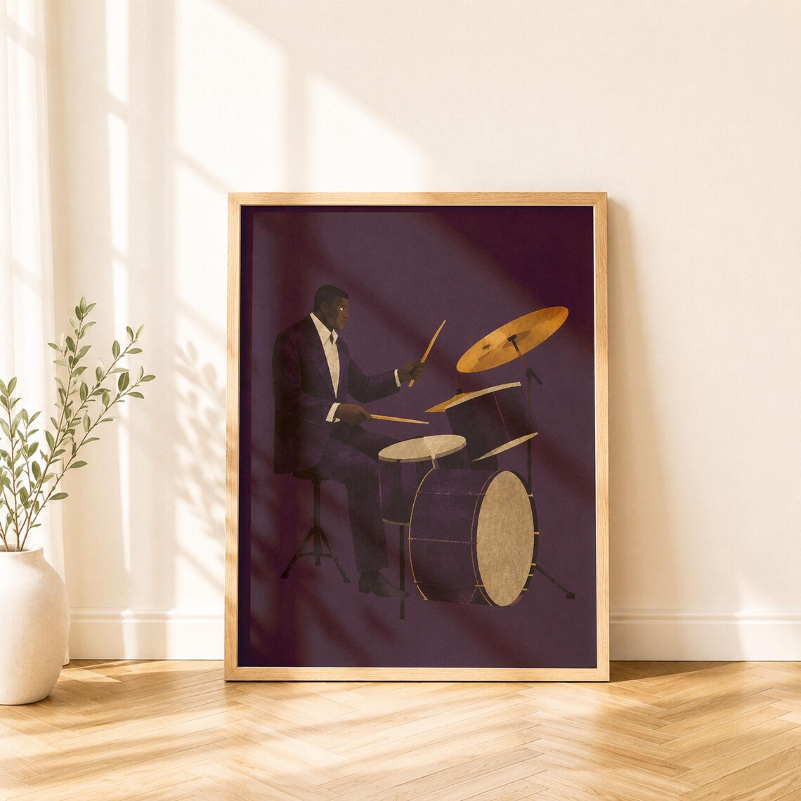 Vintage Jazz Drummer Retro Music Poster