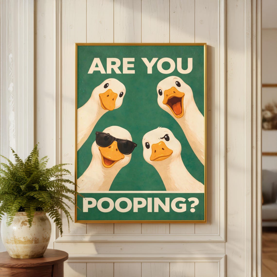 Are You Pooping Funny Duck Faces Bathroom Humor Green Poster