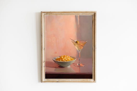 Dirty With Mac And Cheese Art Print Cute Quirky Whimsical Cocktail Bar Cart Decor Trendy Kitchen Gift
