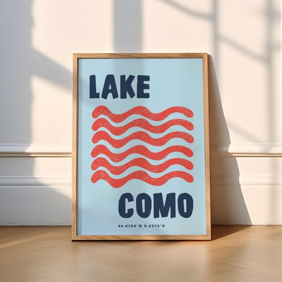 Lake Como Print 3 Colours Travel Prints Italy Sicily Amalfi Coast Lemon European Summer Garda Italian Funky