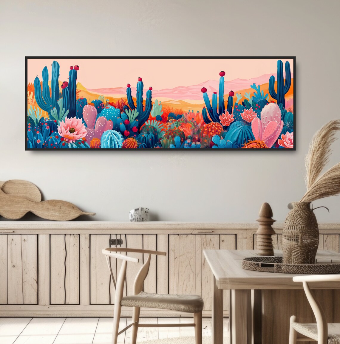 Colorful Neon Desert Cactus Abstract Poster Print - Image 3
