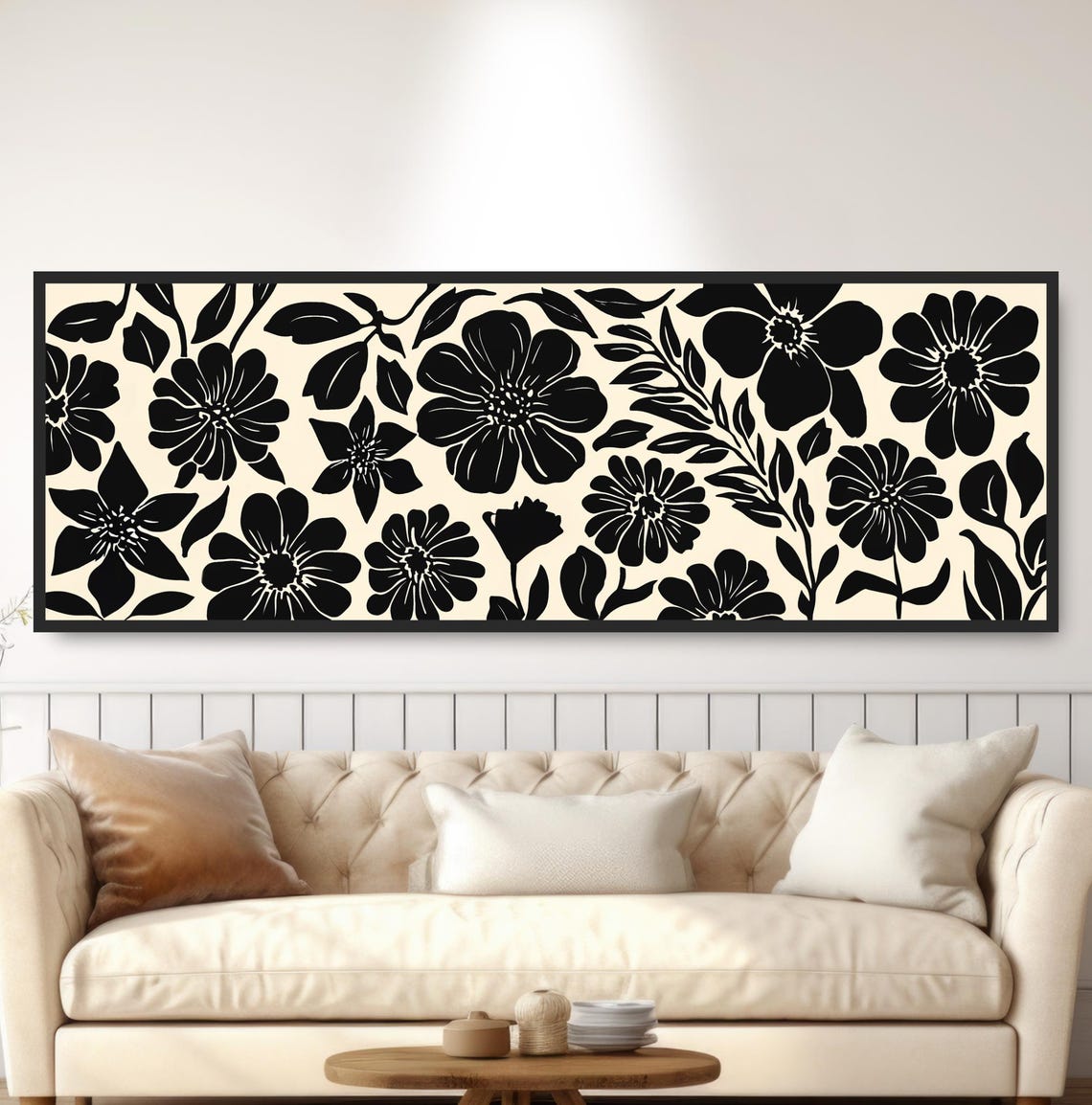 Bold Black Abstract Floral Pattern Minimalist Botanical Wall Poster