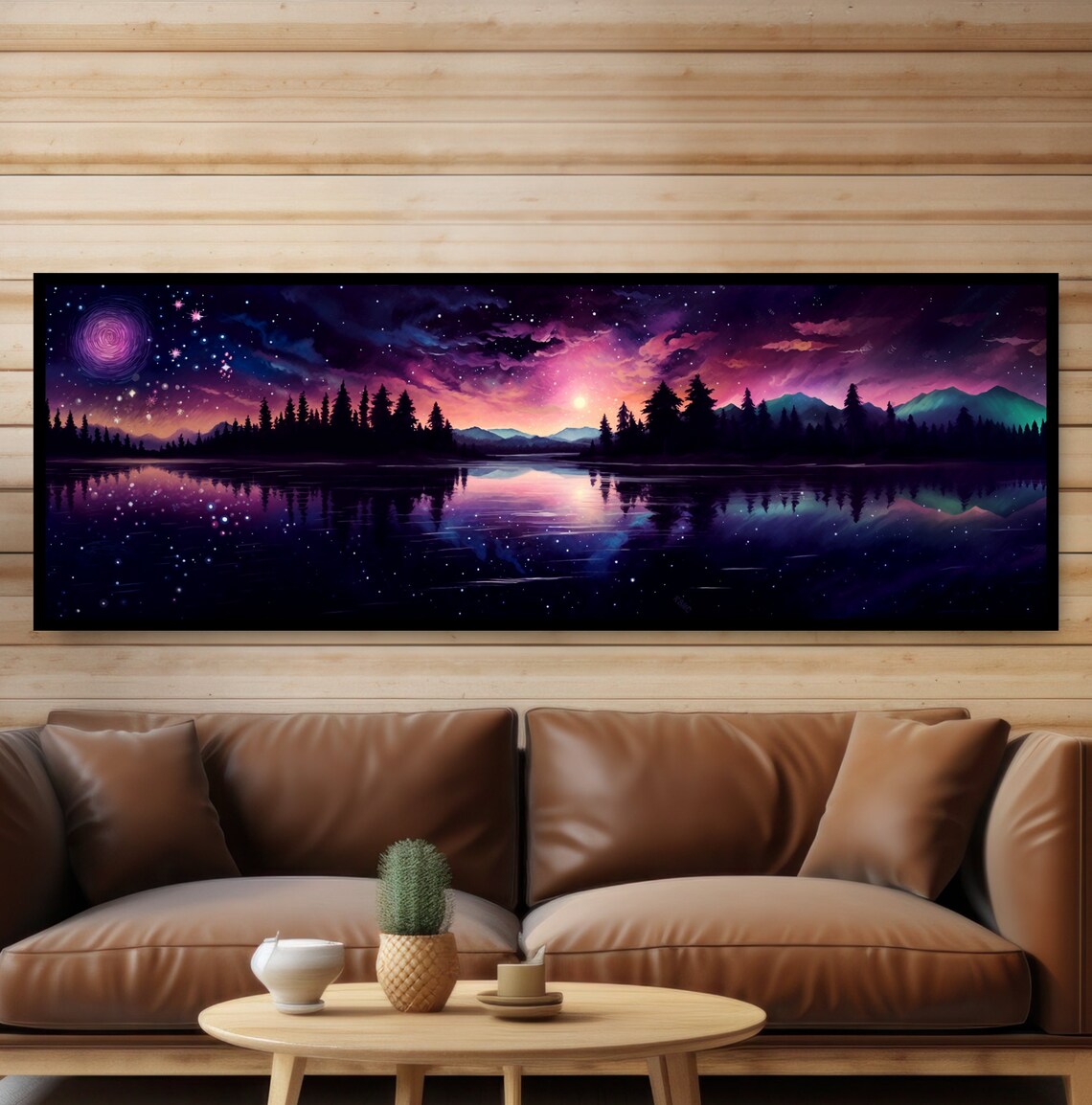 Starry Sky Fantasy Landscape Art Print, Purple Night