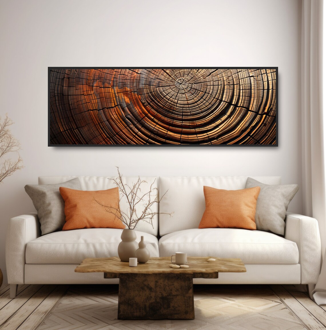 Wood Tree Rings Art Print, Forest Cabin Decor Panoramic - Image 5