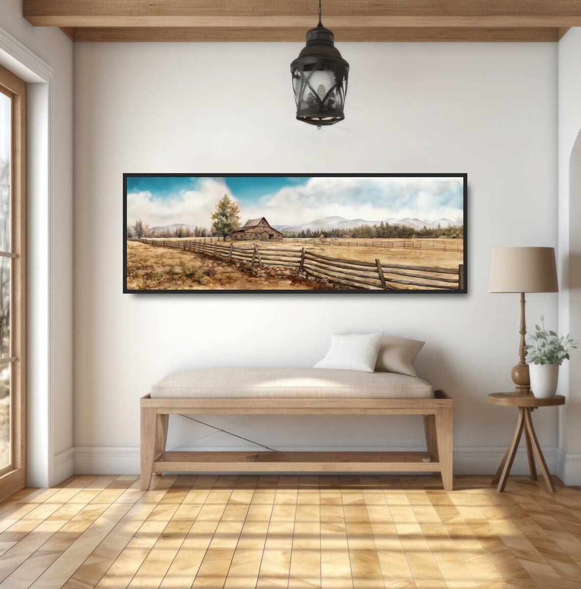Farm Landscape Watercolor Art Print, Farmhouse Decor - Image 2