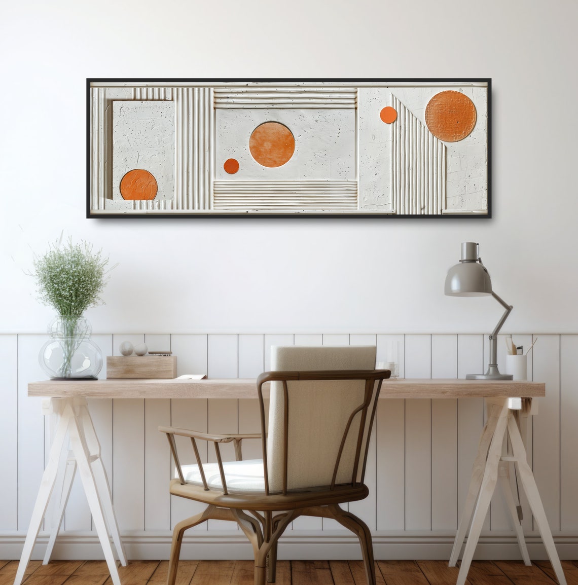 Abstract Geometric Sunrise Phases Minimalist Boho Print Bold Graphic Poster Mid Century Home Decor Simple White Orange Wall Art - Image 2