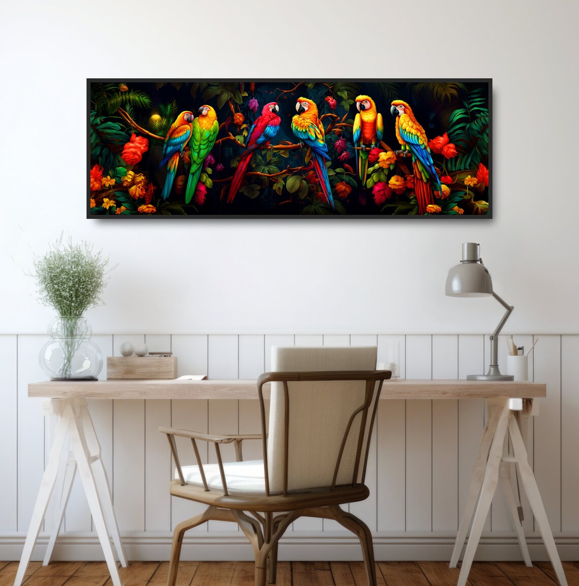 Colorful Jungle Parrots Art Print, Tropical Birds - Image 2